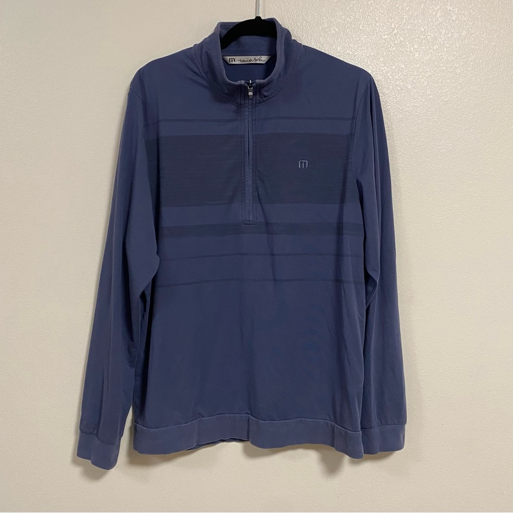 Travis Mathew Shirt Men’s Size Large Blue Quarter zip Pullover Shirt Long sleeve